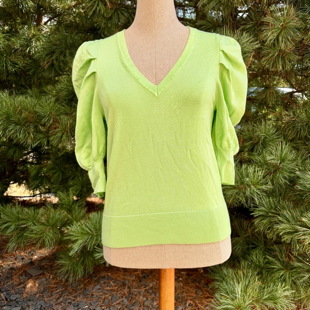 V-Neck Puff Sleeve Sweater 🌷